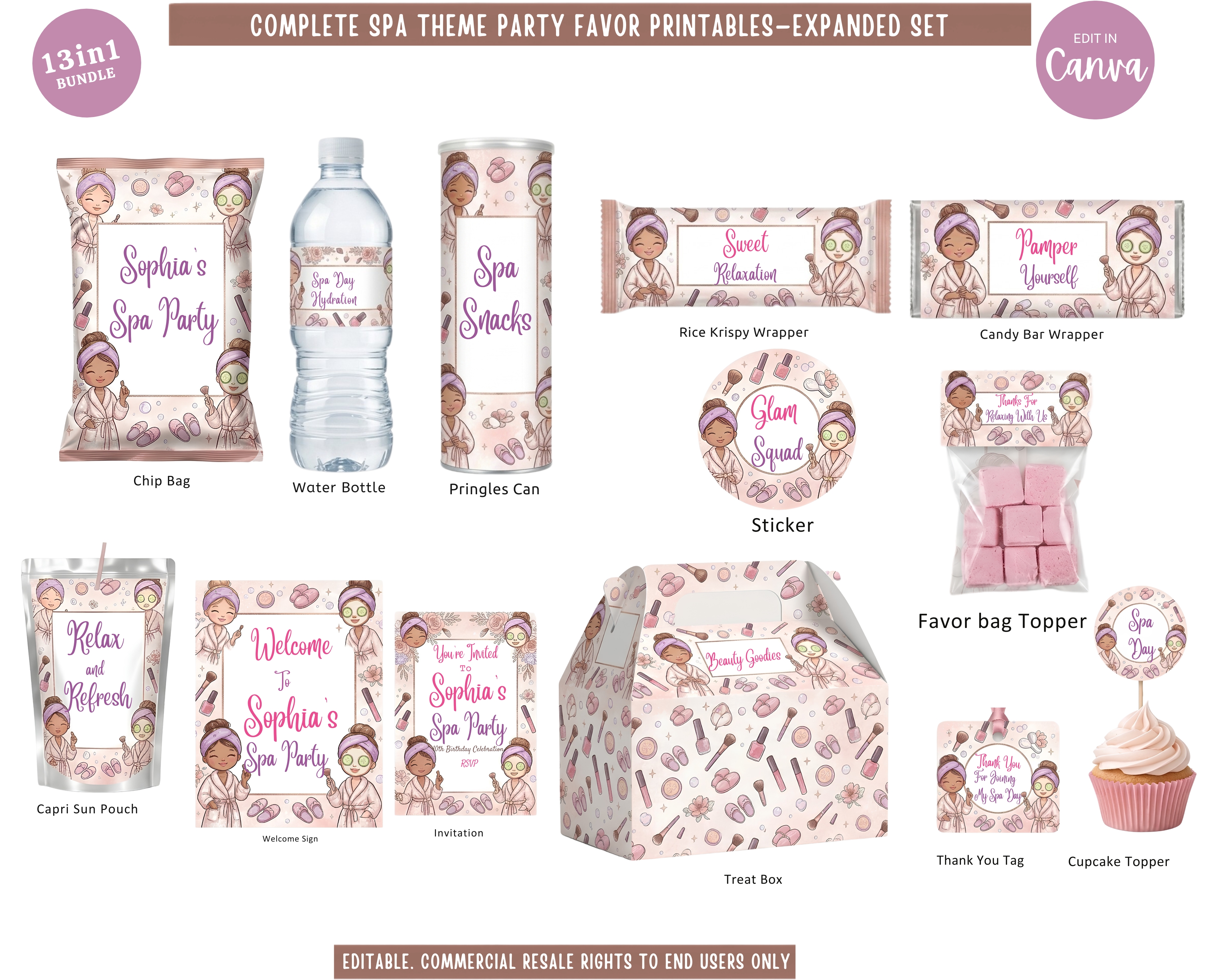 Spa Day theme party printables